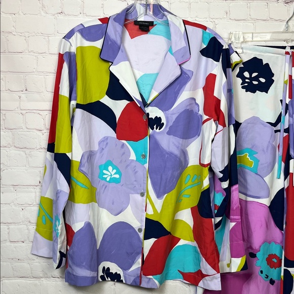 NATORI Floral Printed Charmeuse Notch PJ Set - Picture 2 of 15